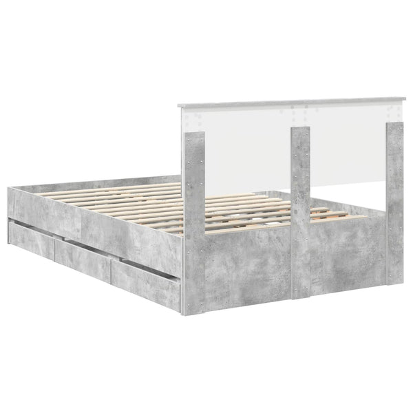 vidaXL Bed Frame with Headboard Concrete Grey 120 x 190 cm Engineered Wood