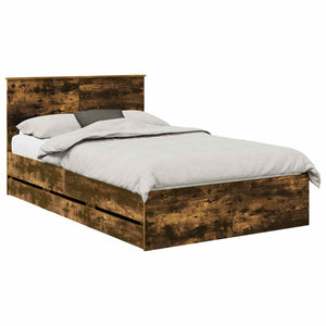 vidaXL Bed Frame Smoked Oak 120 x 190 cm Engineered Wood