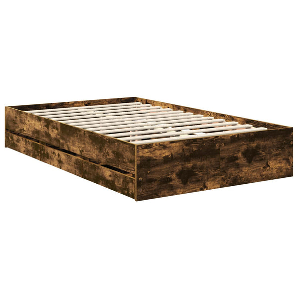 vidaXL Bed Frame Smoked Oak 120 x 190 cm Engineered Wood
