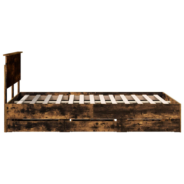 vidaXL Bed Frame Smoked Oak 120 x 190 cm Engineered Wood