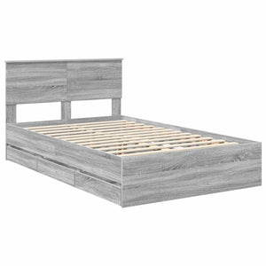 vidaXL Bed Frame Grey Sonoma 120 x 190 cm Engineered Wood