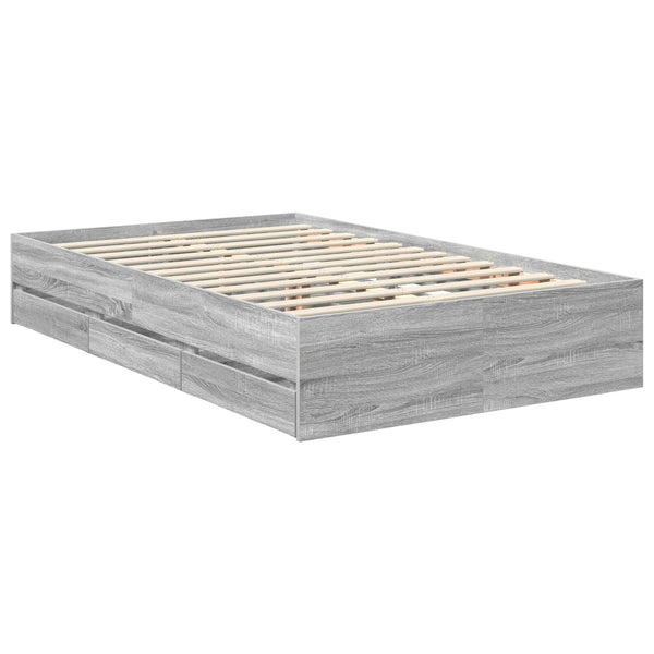vidaXL Bed Frame Grey Sonoma 120 x 190 cm Engineered Wood
