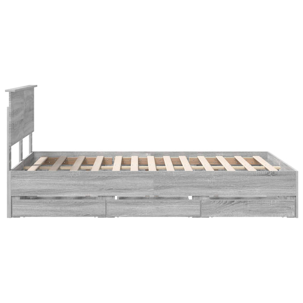 vidaXL Bed Frame Grey Sonoma 120 x 190 cm Engineered Wood