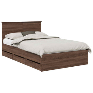 vidaXL Bed Frame Brown Oak-Effect 120 x 190 cm Engineered Wood