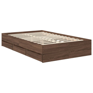 vidaXL Bed Frame Brown Oak-Effect 120 x 190 cm Engineered Wood