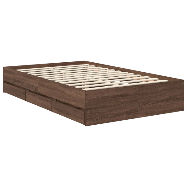 vidaXL Bed Frame Brown Oak-Effect 120 x 190 cm Engineered Wood
