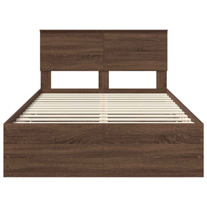 vidaXL Bed Frame Brown Oak-Effect 120 x 190 cm Engineered Wood