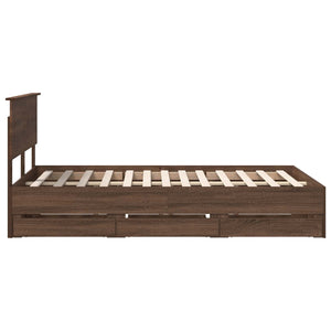 vidaXL Bed Frame Brown Oak-Effect 120 x 190 cm Engineered Wood