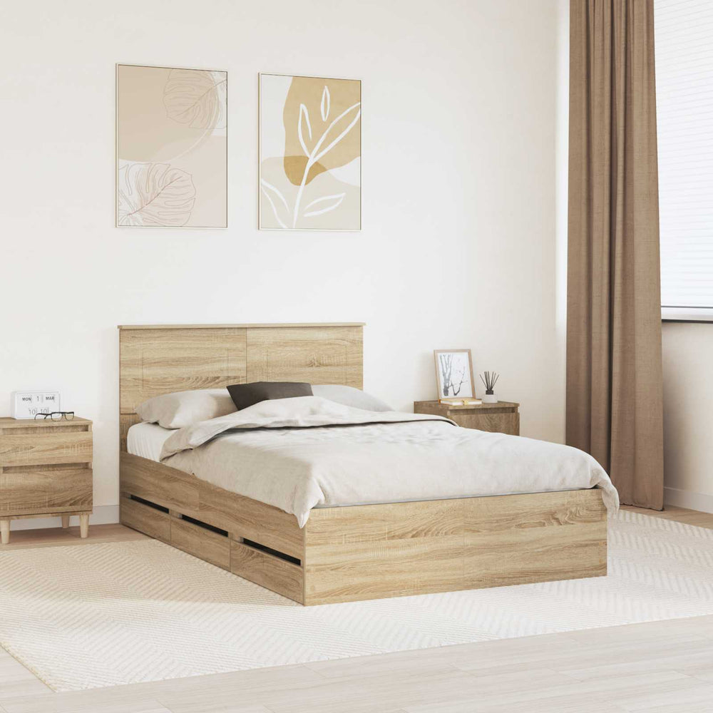vidaXL Bed Frame Sonoma Oak 120 x 200 cm Engineered Wood