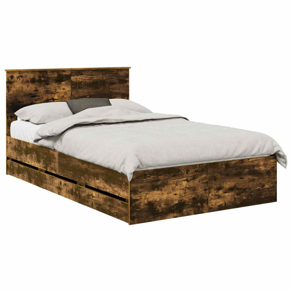 vidaXL Bed Frame Smoked Oak 120 x 200 cm Engineered Wood