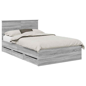 vidaXL Bed Frame Sonoma Grey 120 x 200 cm Engineered Wood