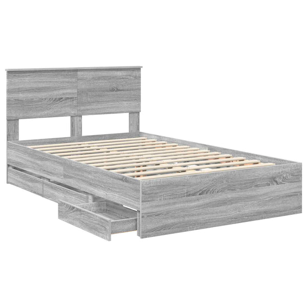 vidaXL Bed Frame Sonoma Grey 120 x 200 cm Engineered Wood