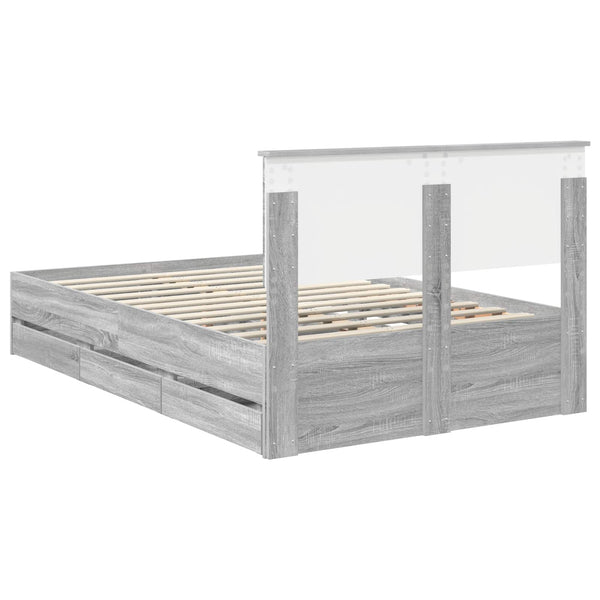 vidaXL Bed Frame Sonoma Grey 120 x 200 cm Engineered Wood