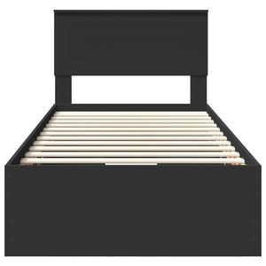 vidaXL Bed Frame with Drawers Black 100 x 200 cm Engineered Wood