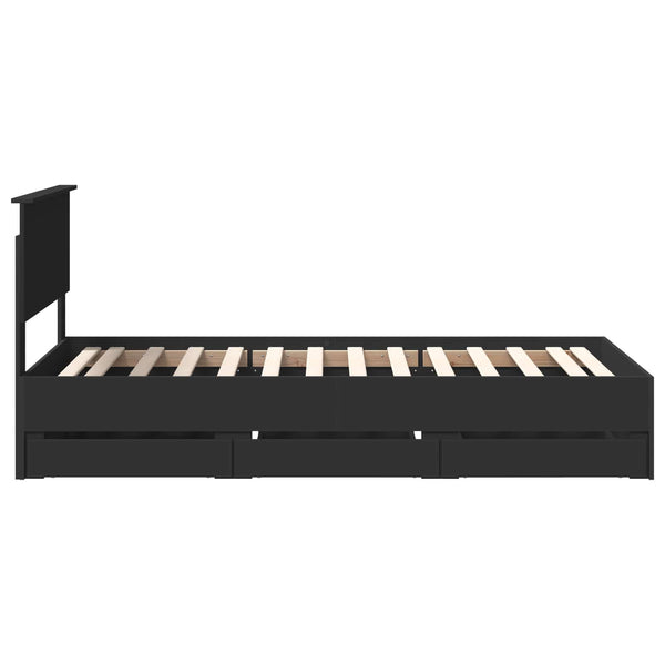vidaXL Bed Frame with Drawers Black 100 x 200 cm Engineered Wood