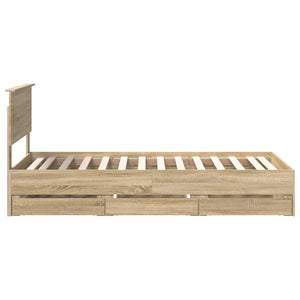 vidaXL Bed Frame Sonoma Oak 100 x 200 cm Engineered Wood