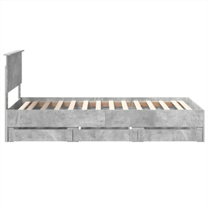 vidaXL Bed Frame with Headboard Concrete Grey 100 x 200 cm Engineered Wood