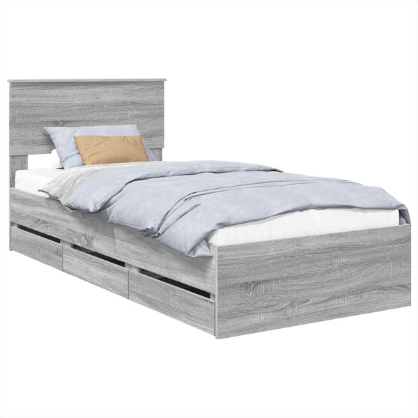vidaXL Bed Frame Grey Sonoma 100 x 200 cm Engineered Wood