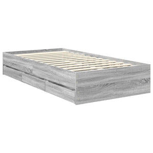 vidaXL Bed Frame Grey Sonoma 100 x 200 cm Engineered Wood