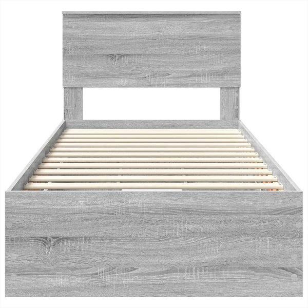 vidaXL Bed Frame Grey Sonoma 100 x 200 cm Engineered Wood