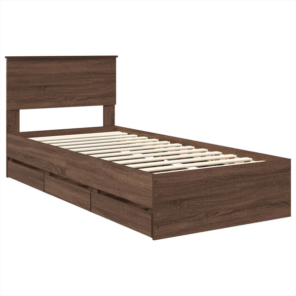 vidaXL Bed Frame Brown Oak Look 100 x 200 cm Engineered Wood