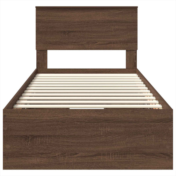 vidaXL Bed Frame Brown Oak Look 100 x 200 cm Engineered Wood