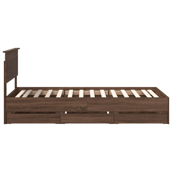 vidaXL Bed Frame Brown Oak Look 100 x 200 cm Engineered Wood
