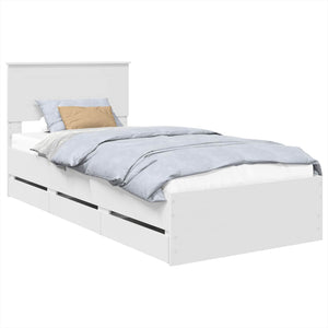 vidaXL Bed Frame with Drawers White 90 x 190 cm Engineered Wood