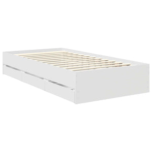 vidaXL Bed Frame with Drawers White 90 x 190 cm Engineered Wood