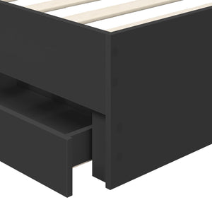 vidaXL Bed Frame with Drawers Black 90 x 190 cm Engineered Wood