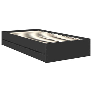 vidaXL Bed Frame with Drawers Black 90 x 190 cm Engineered Wood