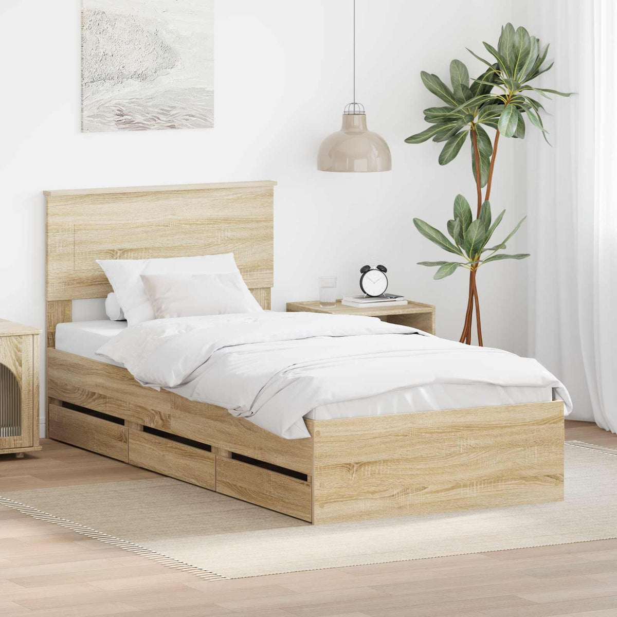 vidaXL Bed Frame Sonoma Oak 90 x 190 cm Engineered Wood