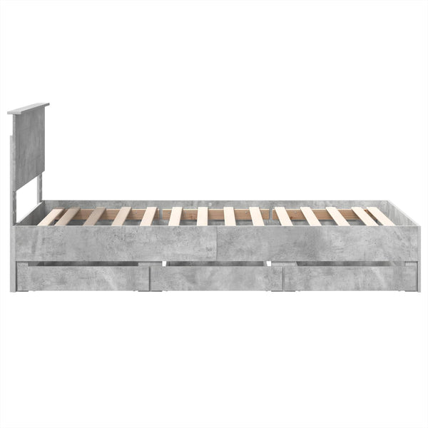 vidaXL Bed Frame with Headboard Concrete Grey 90 x 190 cm Engineered Wood