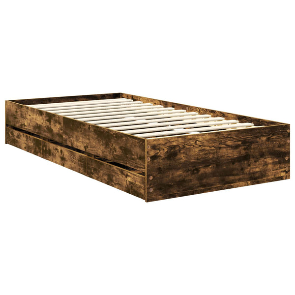 vidaXL Bed Frame Smoked Oak 90 x 190 cm Engineered Wood