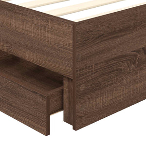 vidaXL Bed Frame Brown Oak Look 90 x 190 cm Engineered Wood