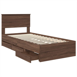 vidaXL Bed Frame Brown Oak Look 90 x 190 cm Engineered Wood