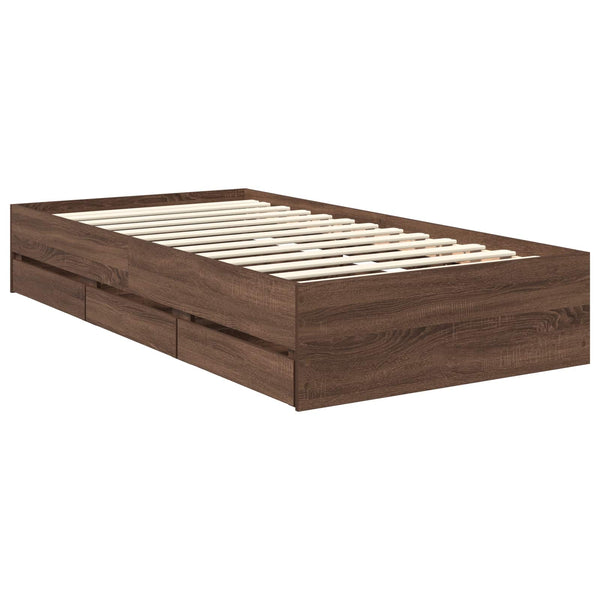 vidaXL Bed Frame Brown Oak Look 90 x 190 cm Engineered Wood