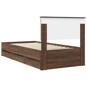 vidaXL Bed Frame Brown Oak Look 90 x 190 cm Engineered Wood