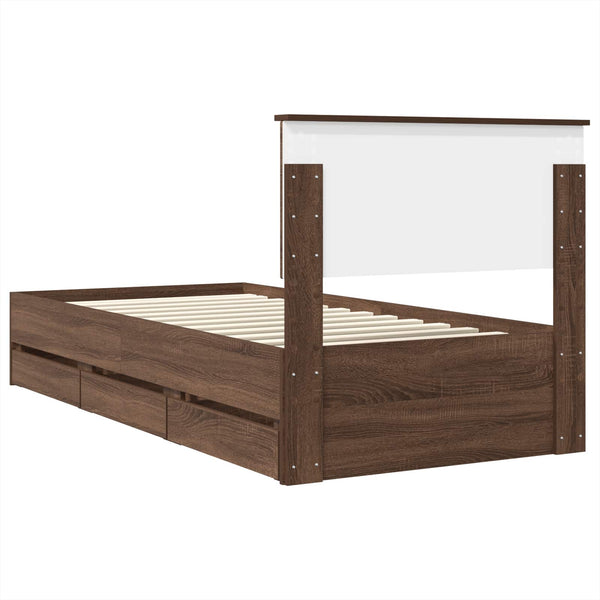 vidaXL Bed Frame Brown Oak Look 90 x 190 cm Engineered Wood