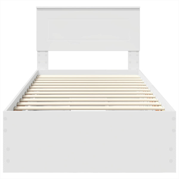 vidaXL Bed Frame with Drawers White 90 x 200 cm Engineered Wood