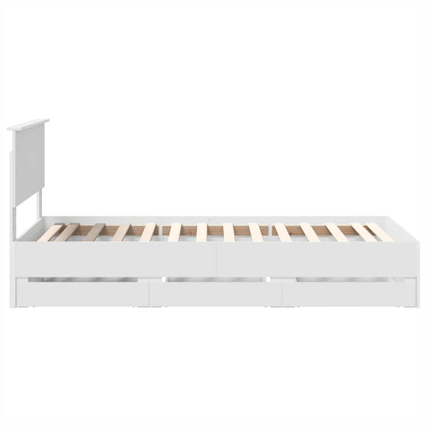 vidaXL Bed Frame with Drawers White 90 x 200 cm Engineered Wood