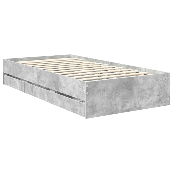 vidaXL Bed Frame with Headboard Concrete Grey 90 x 200 cm Engineered Wood
