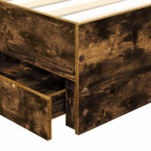 vidaXL Bed Frame Smoked Oak 90 x 200 cm Engineered Wood