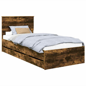 vidaXL Bed Frame Smoked Oak 90 x 200 cm Engineered Wood