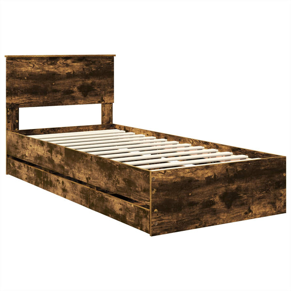 vidaXL Bed Frame Smoked Oak 90 x 200 cm Engineered Wood