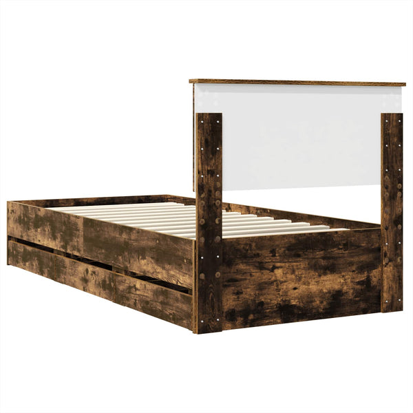 vidaXL Bed Frame Smoked Oak 90 x 200 cm Engineered Wood