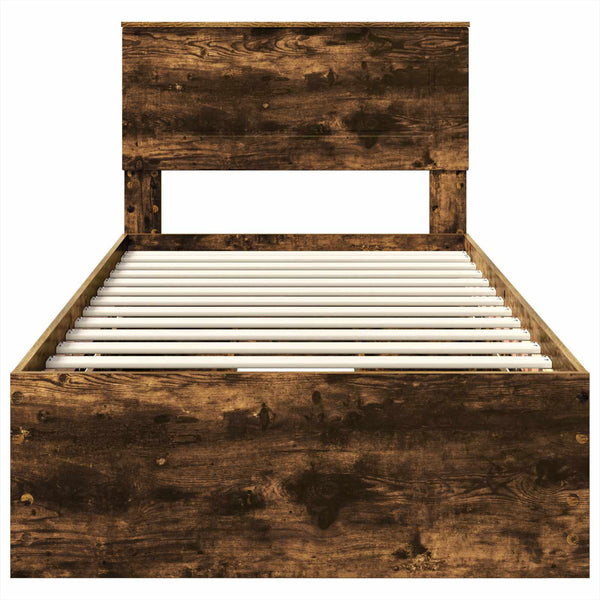vidaXL Bed Frame Smoked Oak 90 x 200 cm Engineered Wood