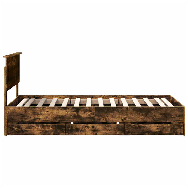 vidaXL Bed Frame Smoked Oak 90 x 200 cm Engineered Wood