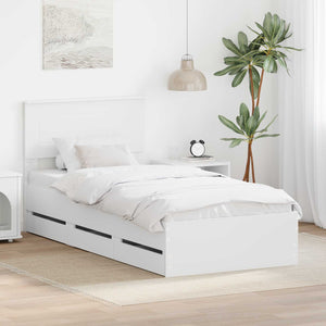 vidaXL Bed Frame with Drawers White 75 x 190 cm Engineered Wood