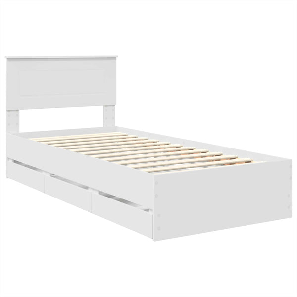 vidaXL Bed Frame with Drawers White 75 x 190 cm Engineered Wood